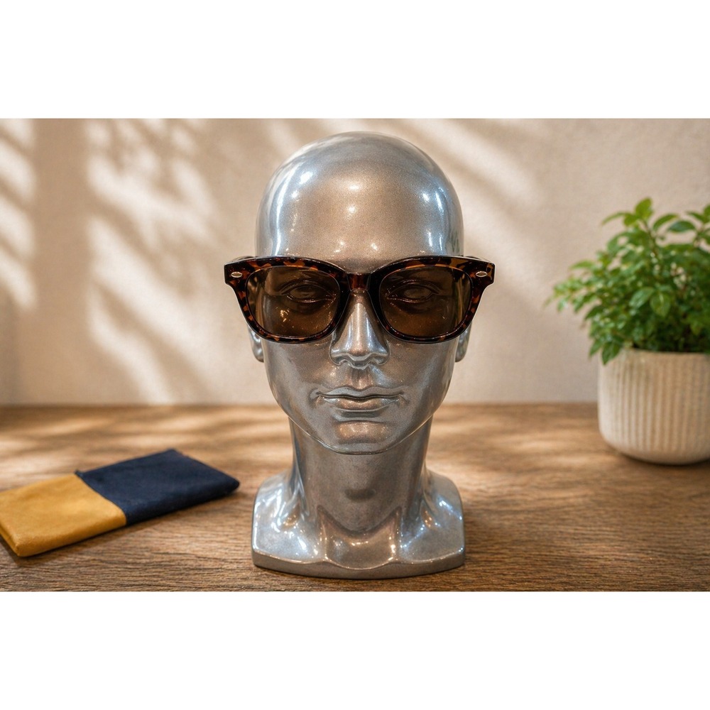 Tortoiseshell Rectangular Sunglasses Amber‎ Lens UV400 Brown Black (FRAMES ONLY)